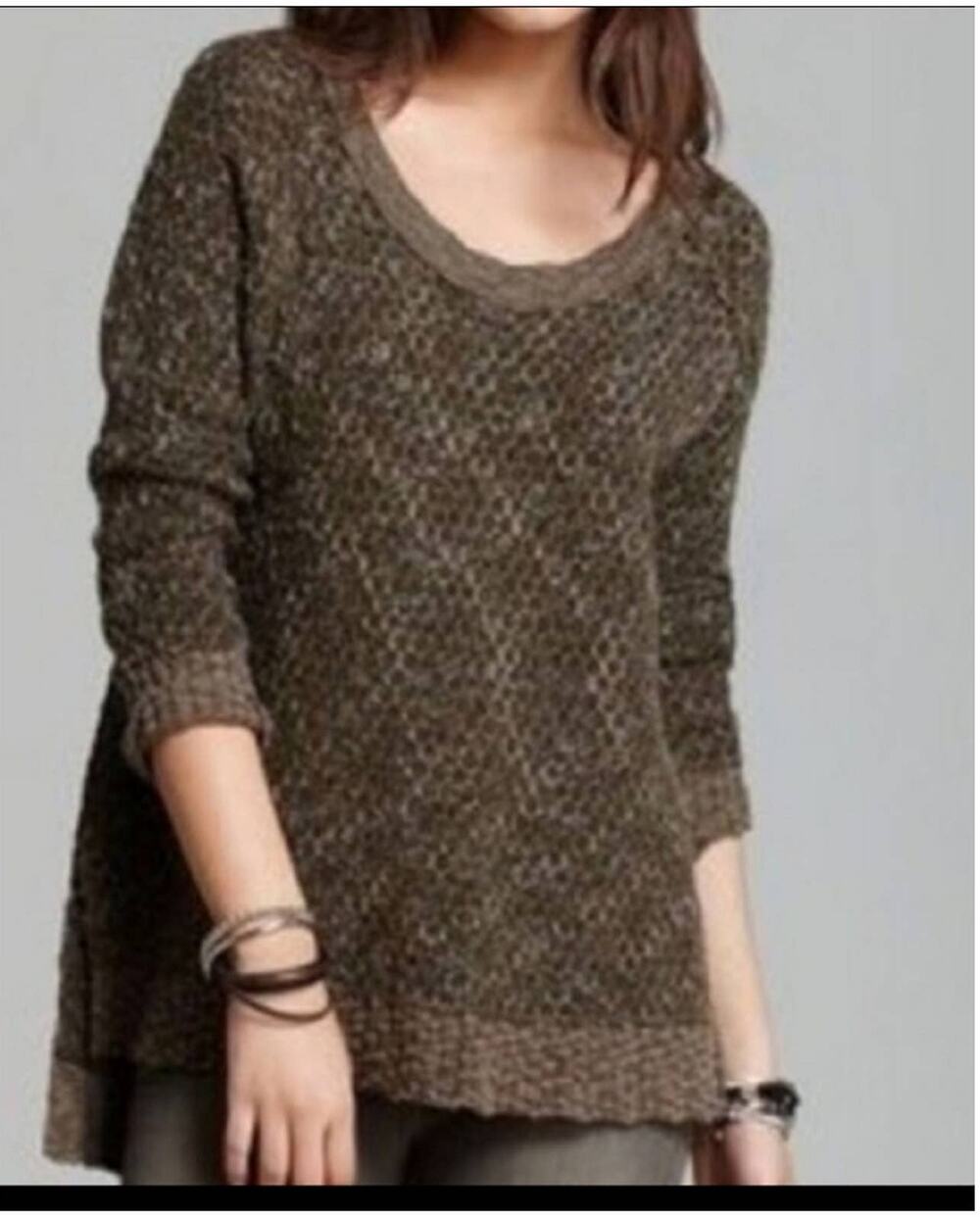 Free People Olive Green Jeepster Sweater Long Sleeve Size Small